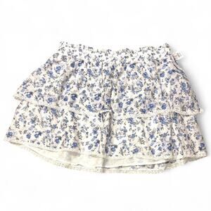 RSQ White with Blue Floral Print Tiered Skirt size XXL